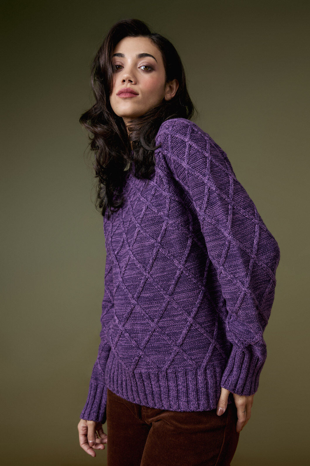 Princess Highway - Demi Diamond Knit Jumper - amethyst
