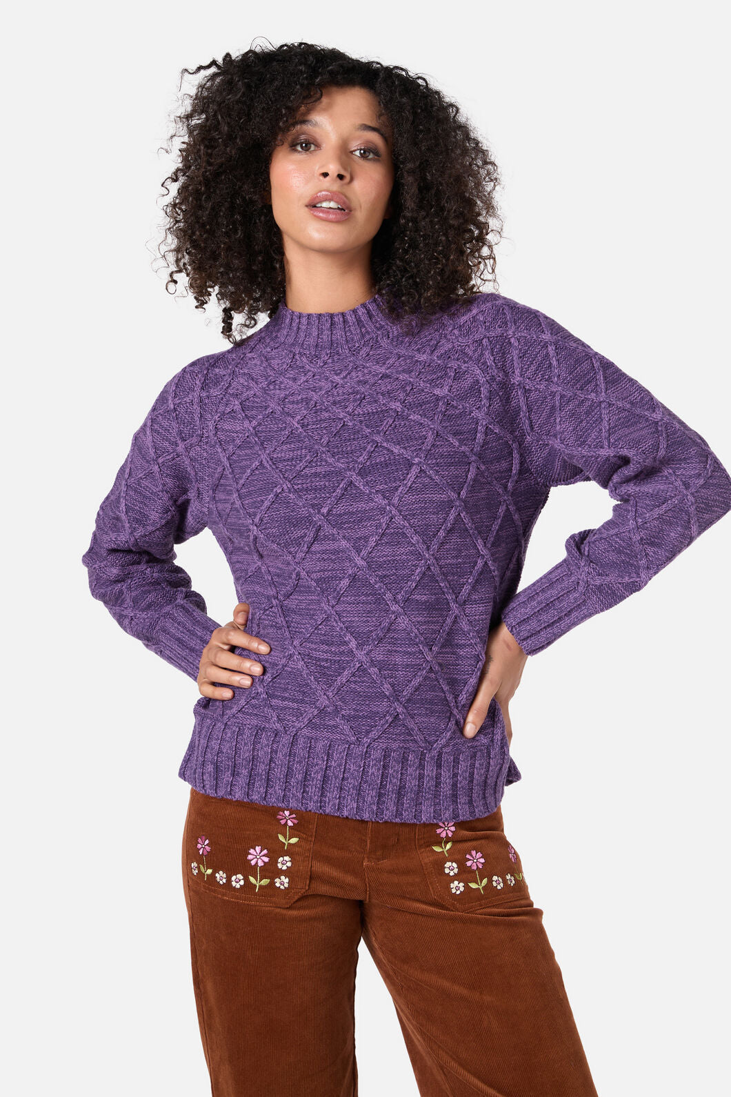 Princess Highway - Demi Diamond Knit Jumper - amethyst