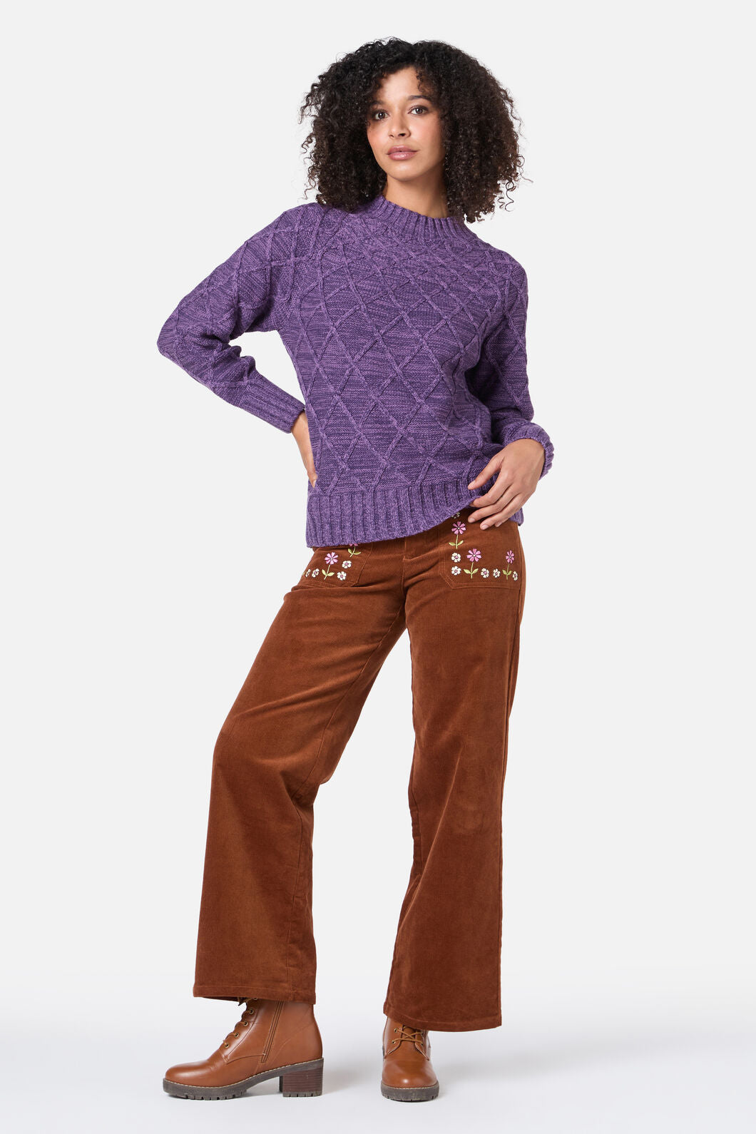 Princess Highway - Demi Diamond Knit Jumper - amethyst