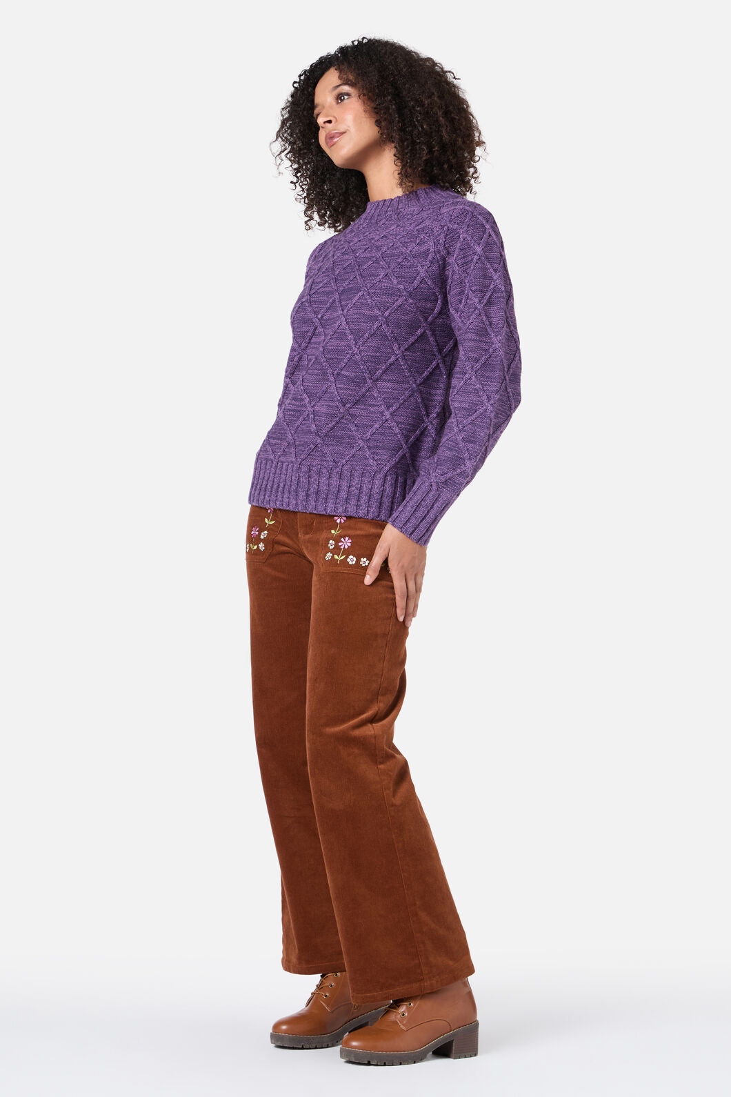 Princess Highway - Demi Diamond Knit Jumper - amethyst