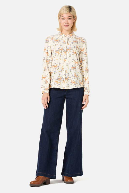 Princess Highway - Meadow Deer Long Sleeve Blouse - cream
