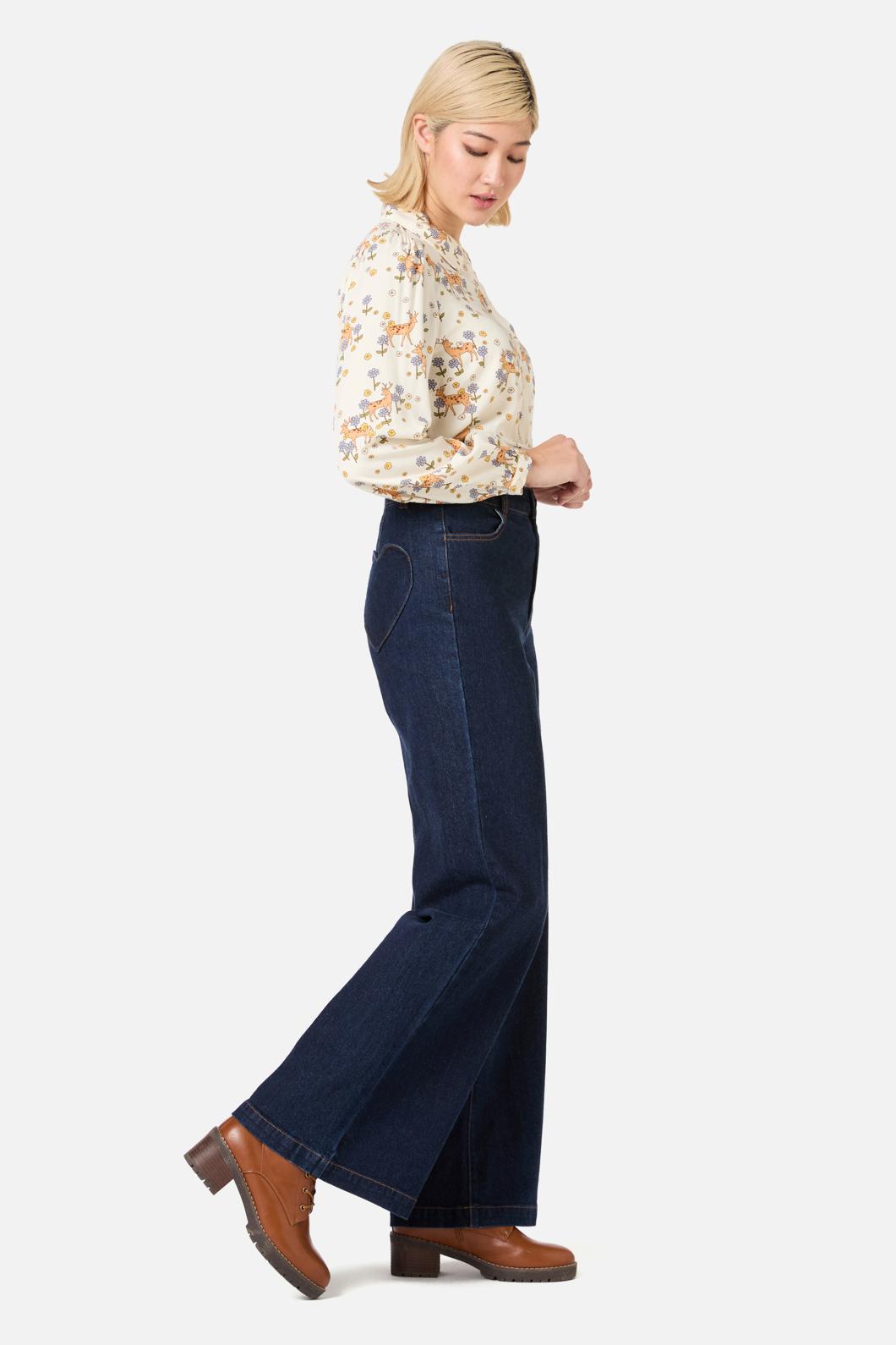 Princess Highway - Meadow Deer Long Sleeve Blouse - cream
