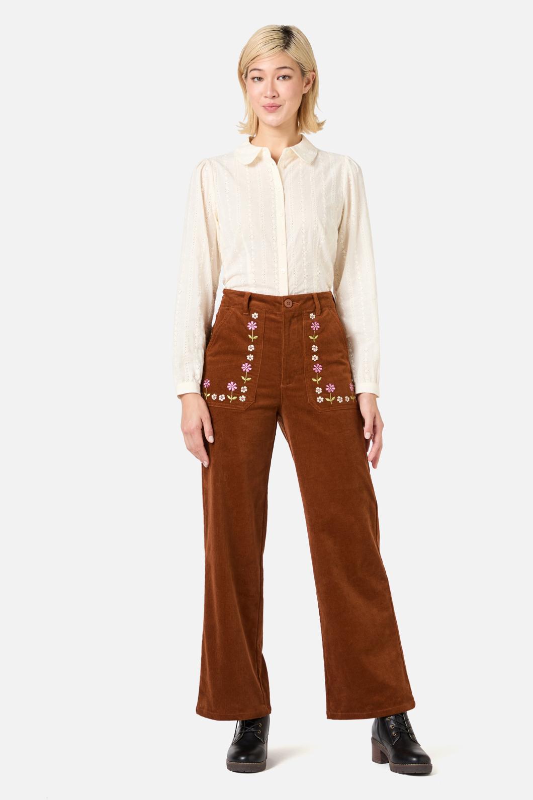 Princess Highway - Meadow Embroidered Cord Jean - toffee