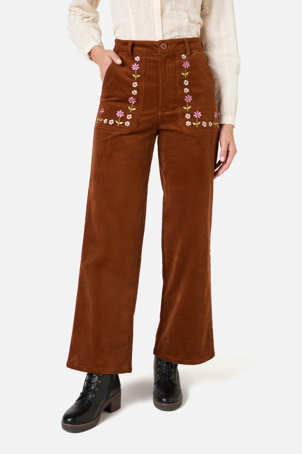 Princess Highway - Meadow Embroidered Cord Jean - toffee