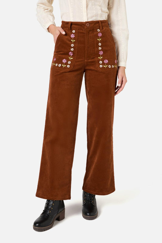Princess Highway - Meadow Embroidered Cord Jean - toffee