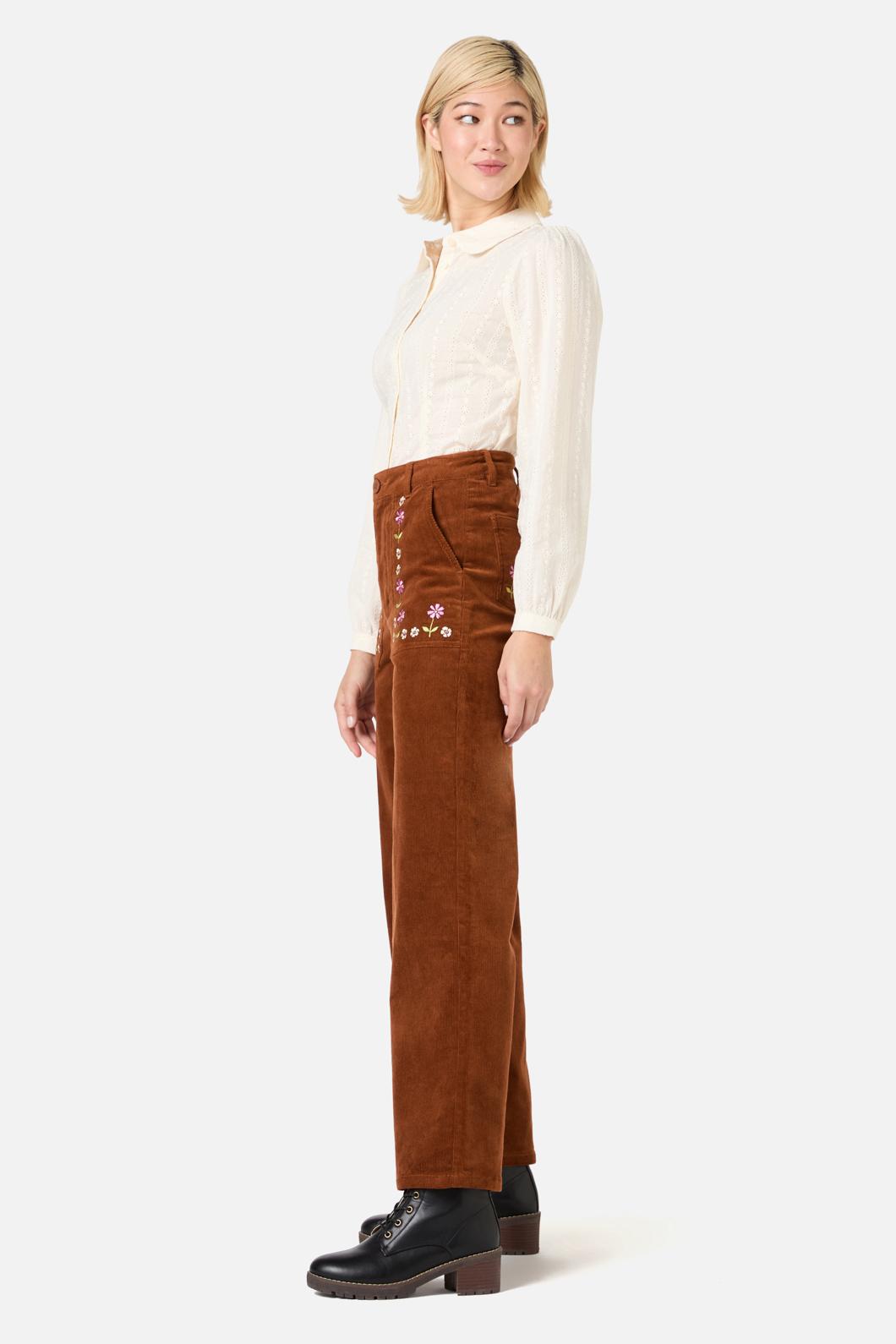 Princess Highway - Meadow Embroidered Cord Jean - toffee