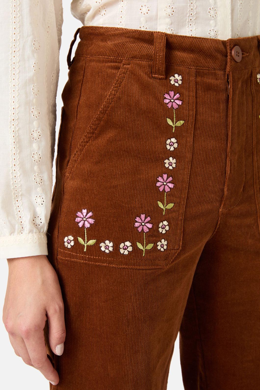 Princess Highway - Meadow Embroidered Cord Jean - toffee
