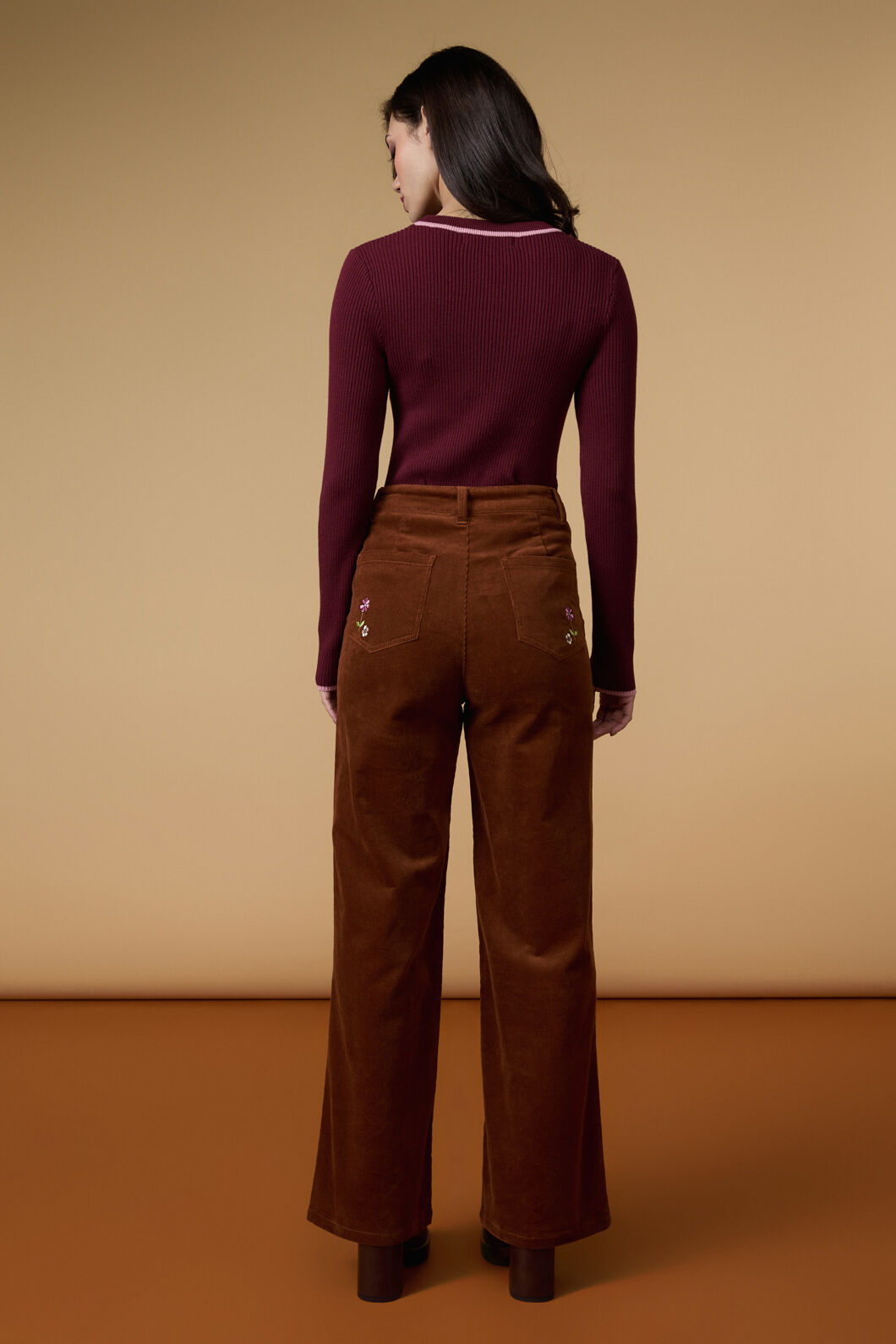 Princess Highway - Meadow Embroidered Cord Jean - toffee