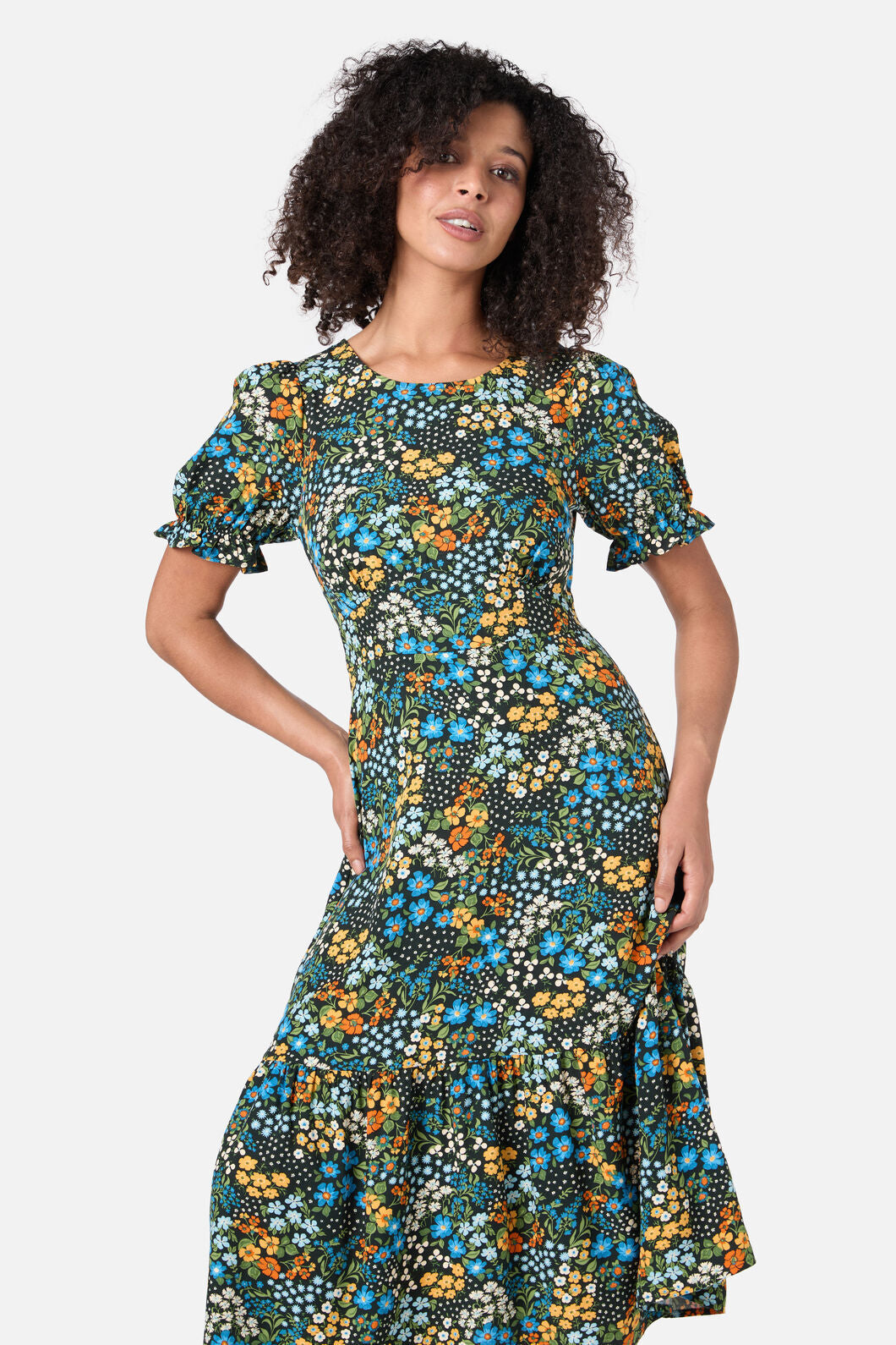 Princess Highway - Ada 90's Floral Midi Dress - blue