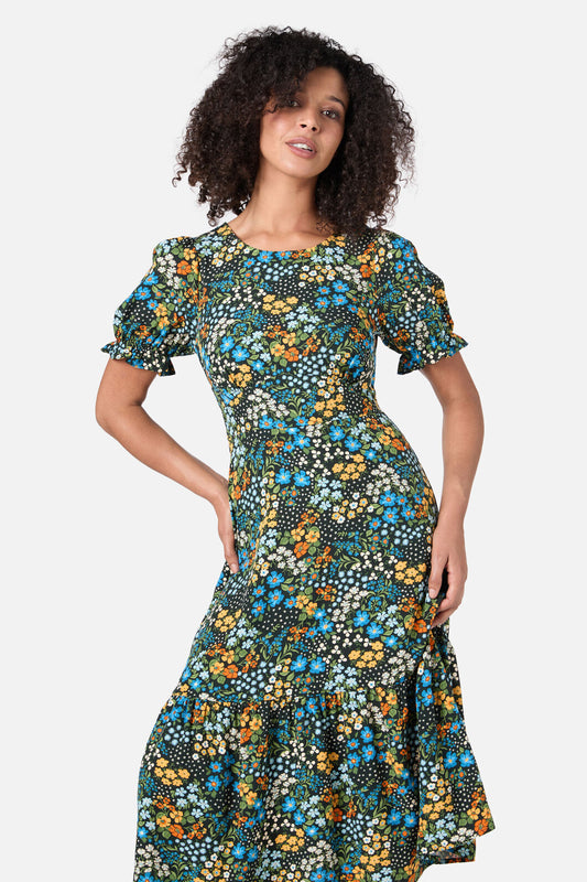 Princess Highway - Ada 90's Floral Midi Dress - blue