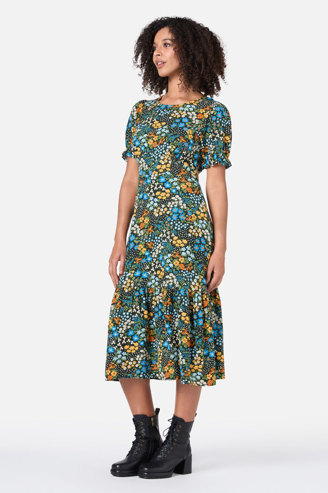 Princess Highway - Ada 90's Floral Midi Dress - blue