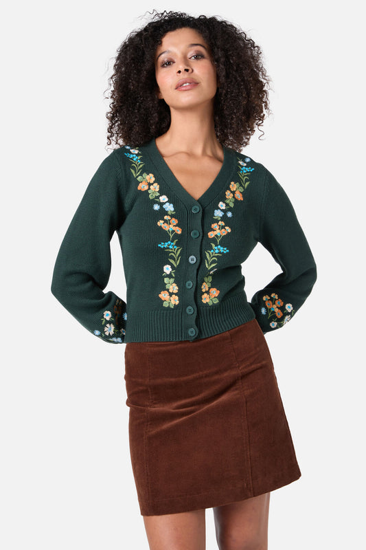 Princess Highway - Ada Embroidered Cardi - green