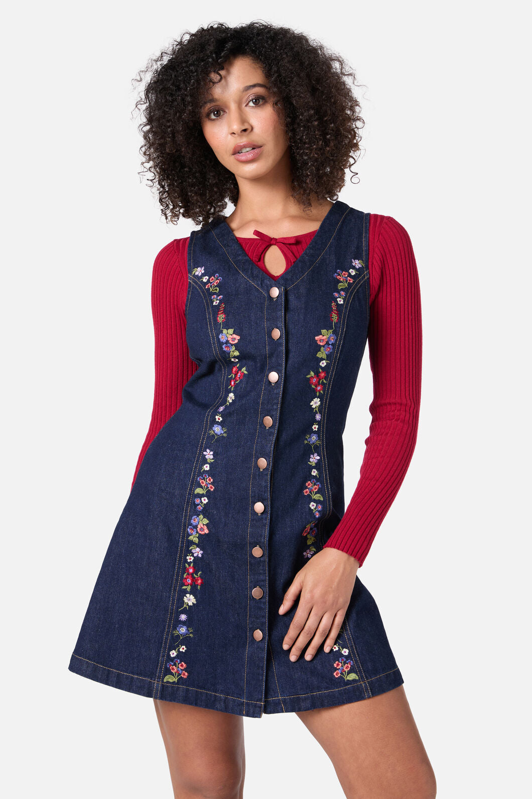 Princess Highway - Ada Embroidered Pinafore - blue-denim