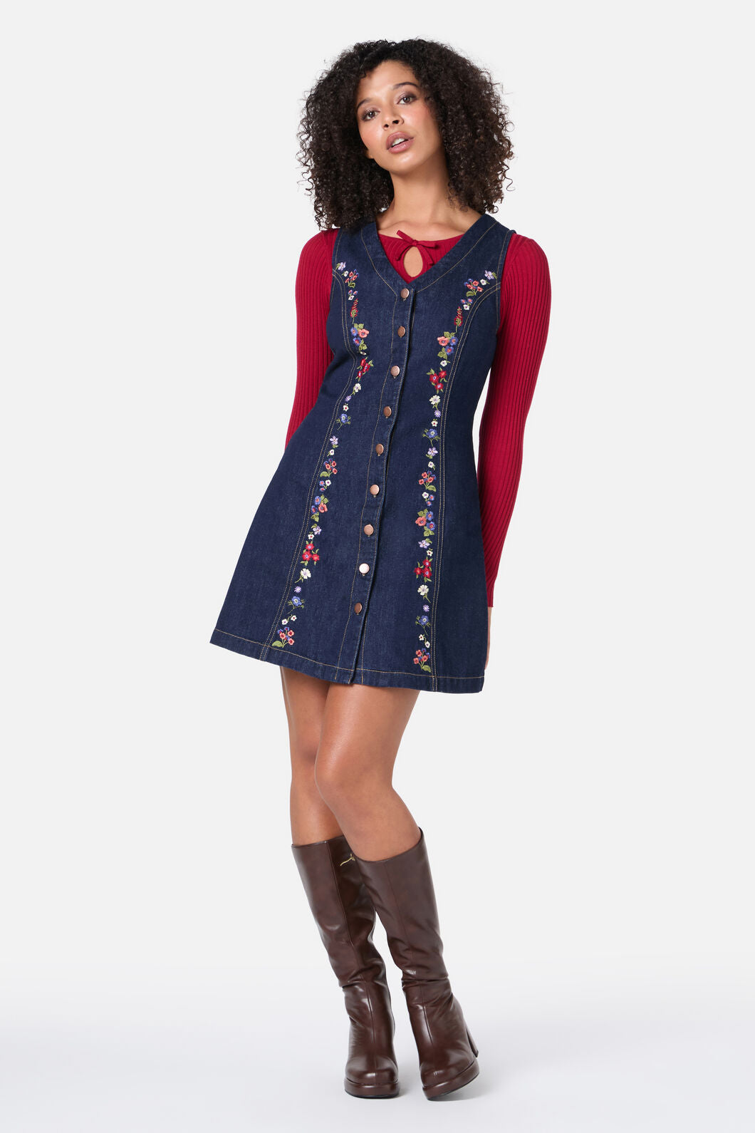 Princess Highway - Ada Embroidered Pinafore - blue-denim