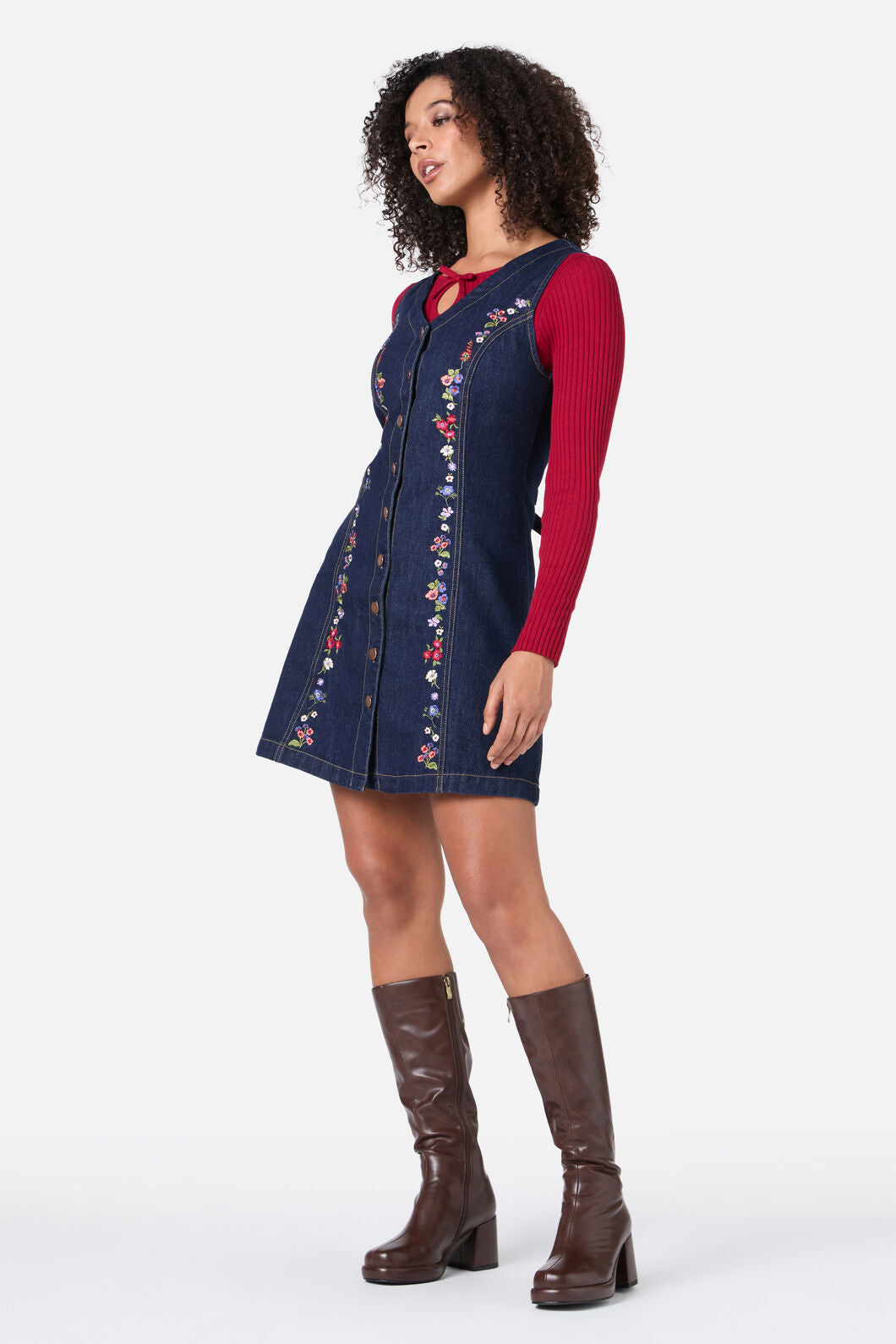 Princess Highway - Ada Embroidered Pinafore - blue-denim