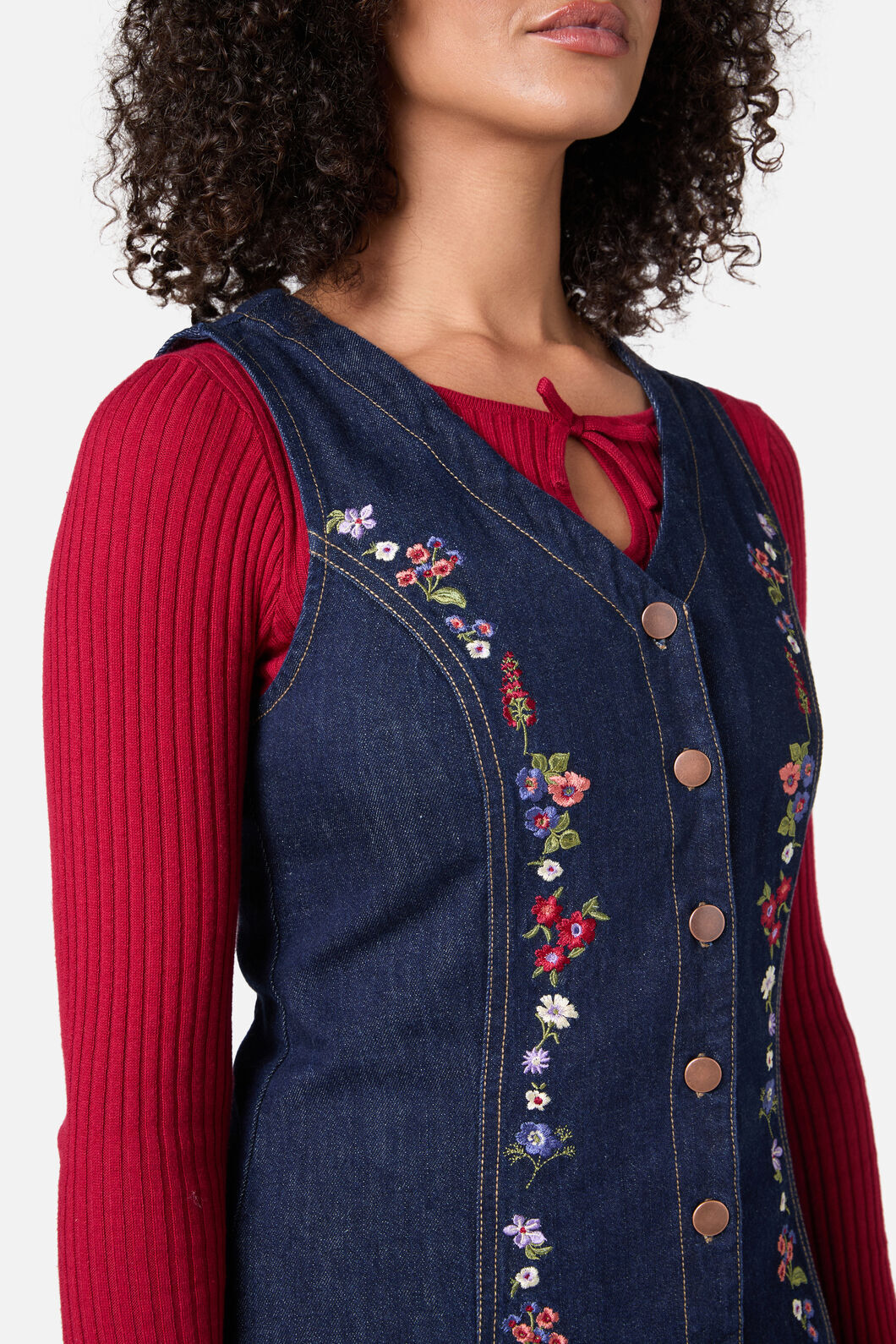 Princess Highway - Ada Embroidered Pinafore - blue-denim