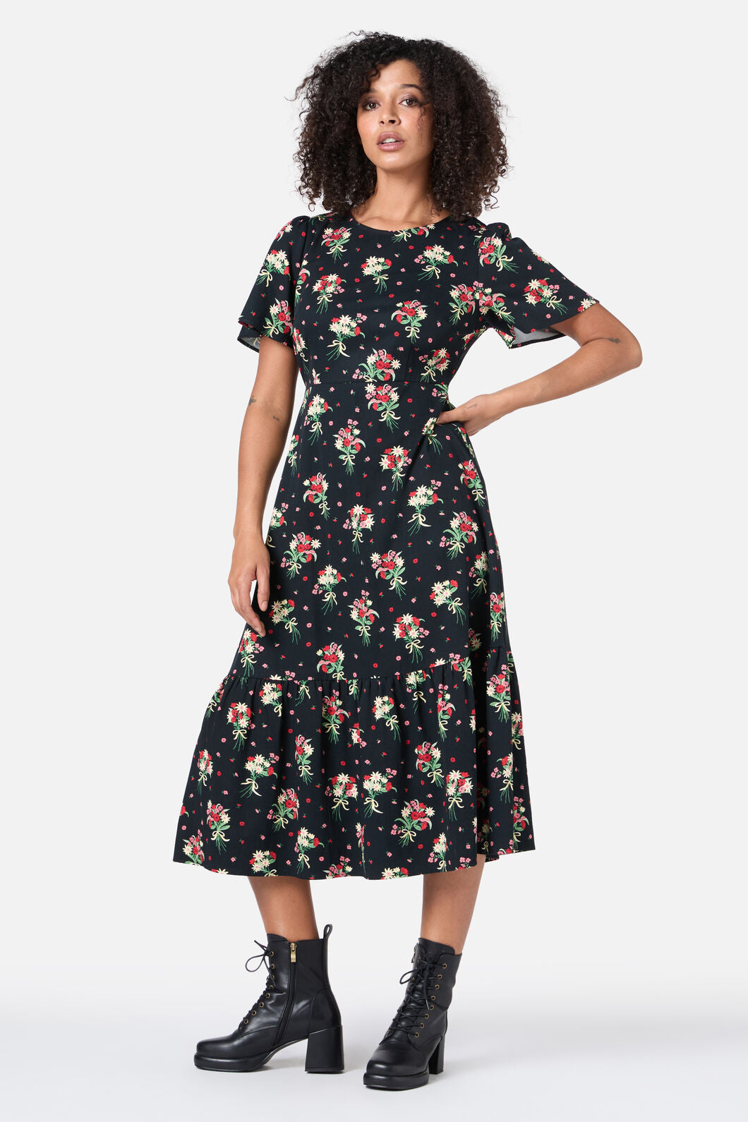 Princess Highway - Lucia Floral Bow Dress - black