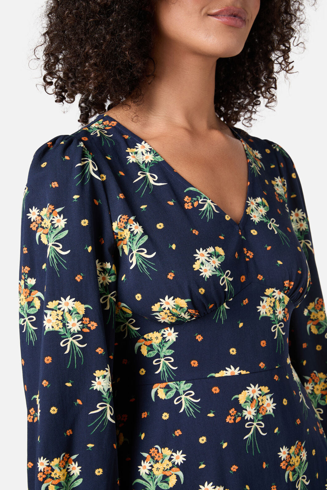 Princess Highway - Lucia Floral Sleeved Dress - navy