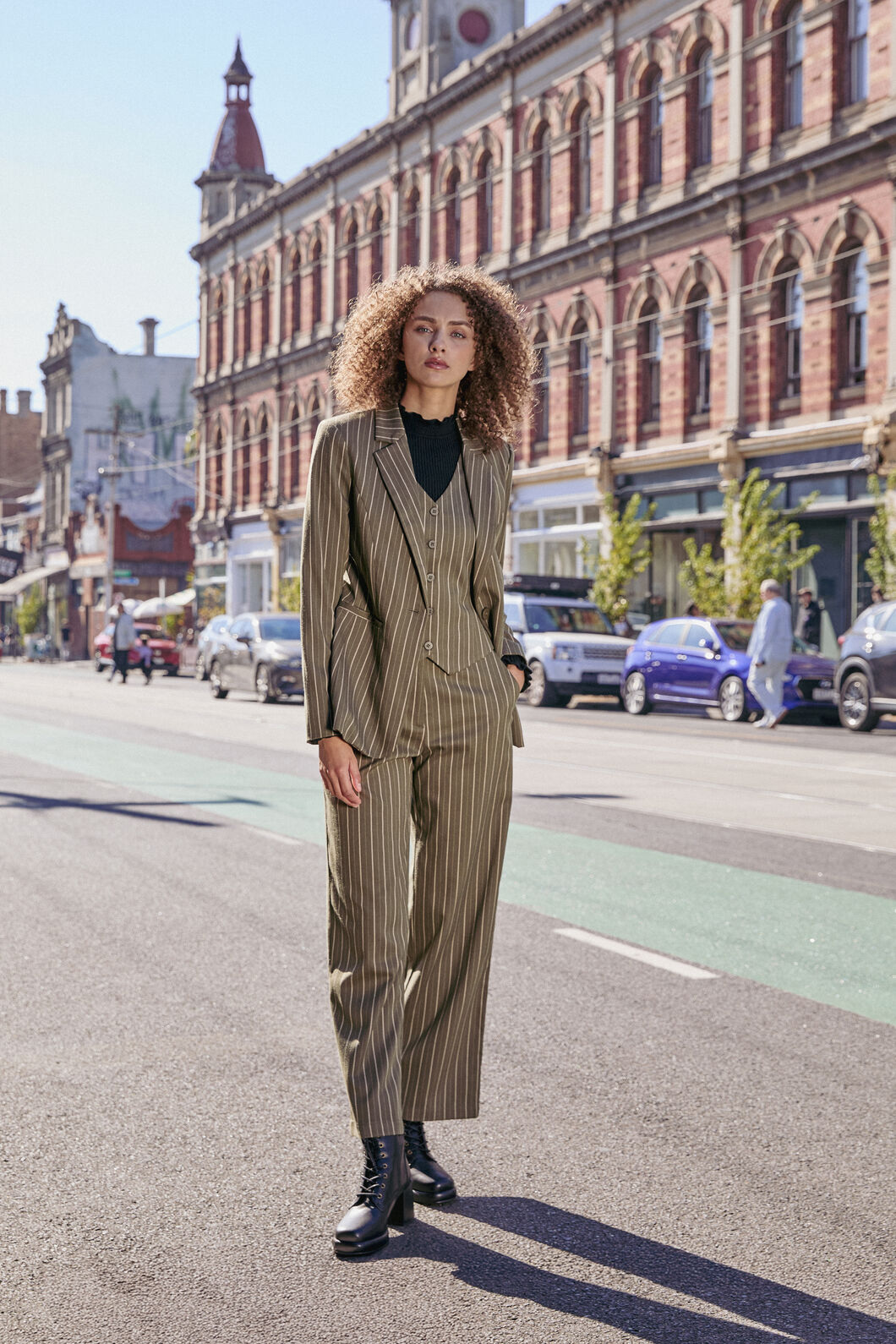 Princess Highway - Abby Pinstripe Jacket - olive