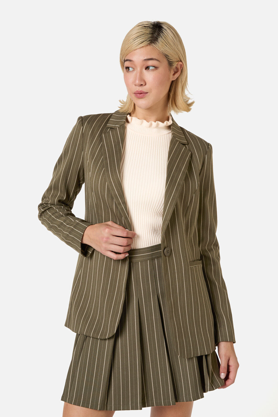 Princess Highway - Abby Pinstripe Jacket - olive