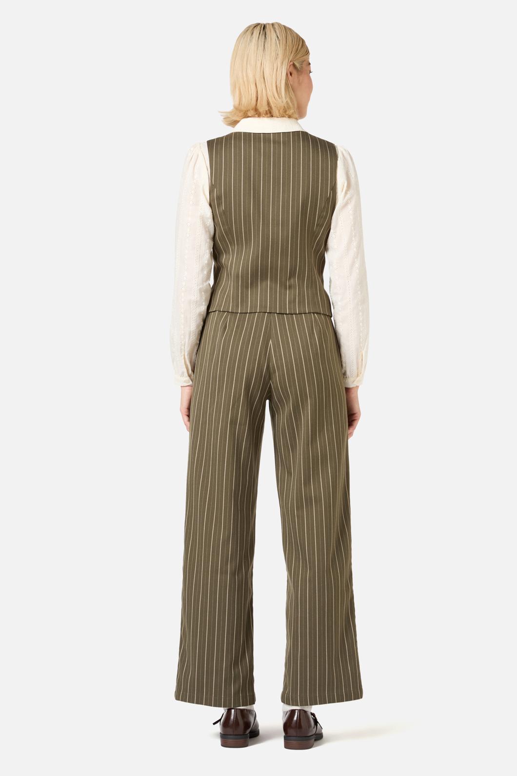 Princess Highway - Abby Pinstripe V-Neck Vest - olive