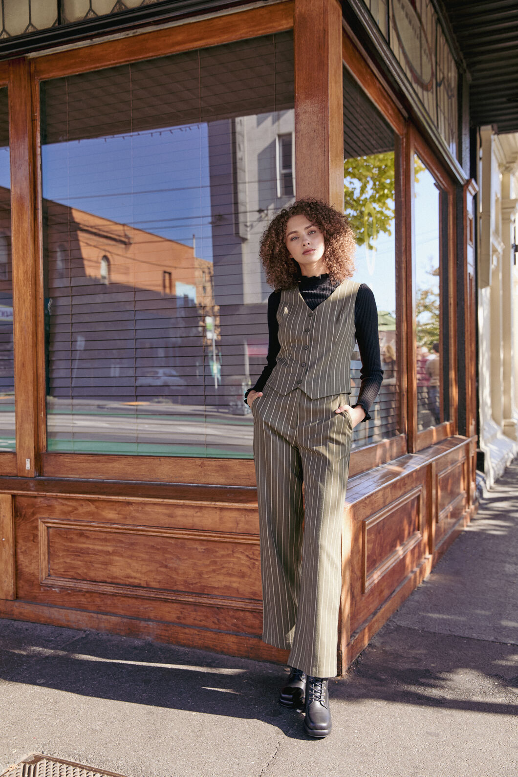 Princess Highway - Abby Pinstripe Pant - olive