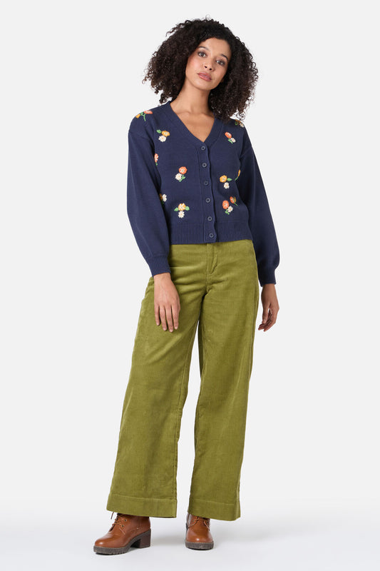 Princess Highway - Blossom Embroidered Cardigan - navy
