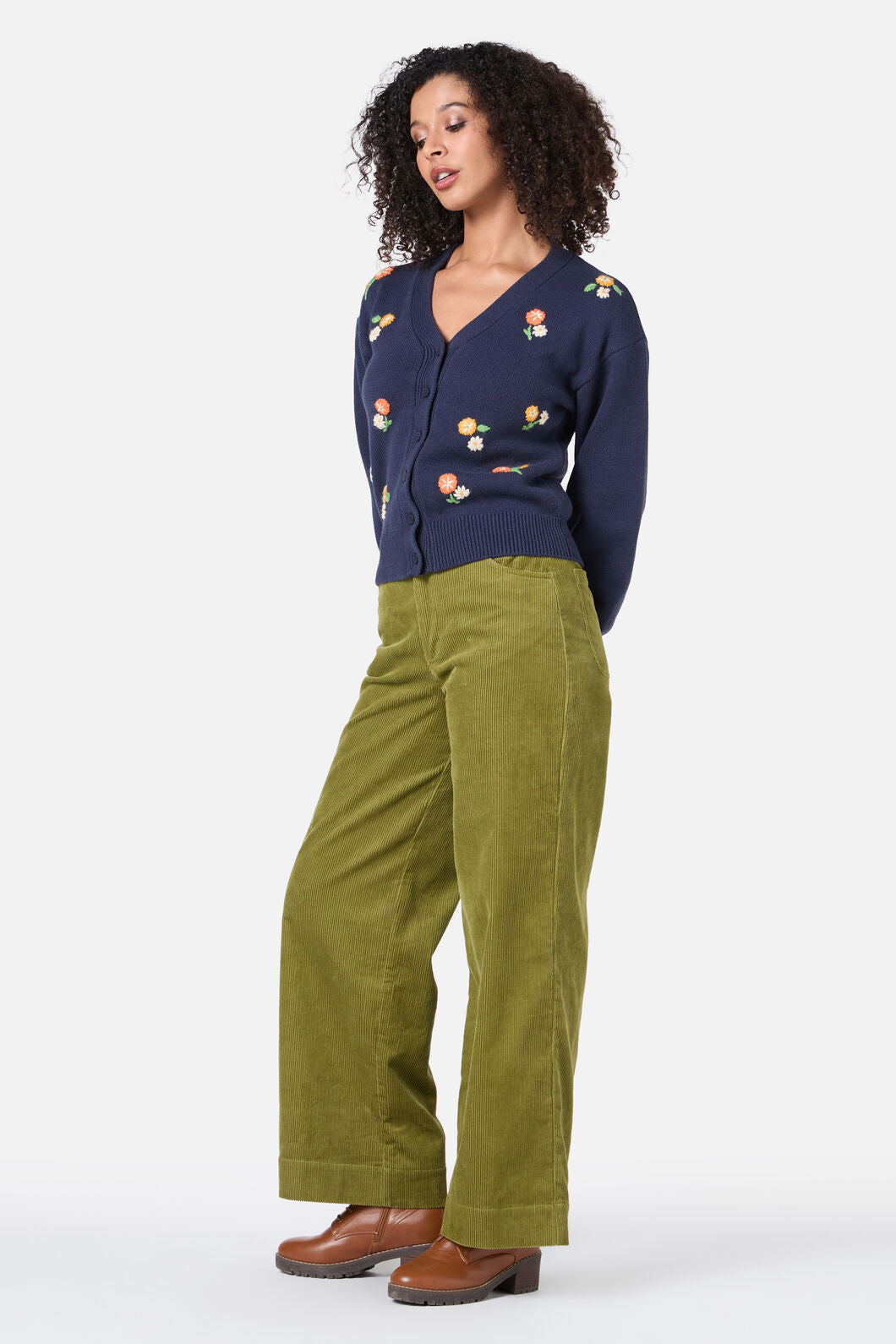 Princess Highway - Blossom Embroidered Cardigan - navy