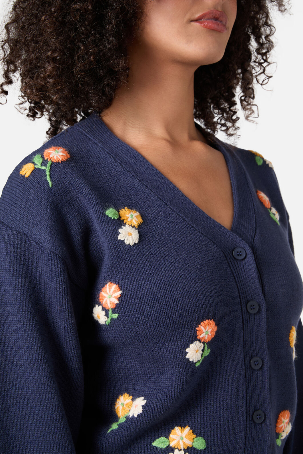 Princess Highway - Blossom Embroidered Cardigan - navy