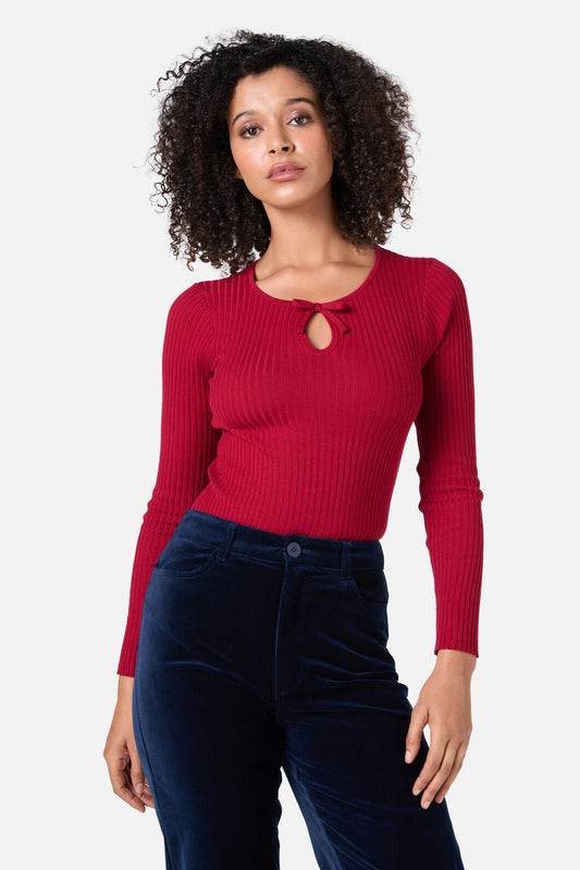 Princess Highway - Anna Bow Knit Top - red