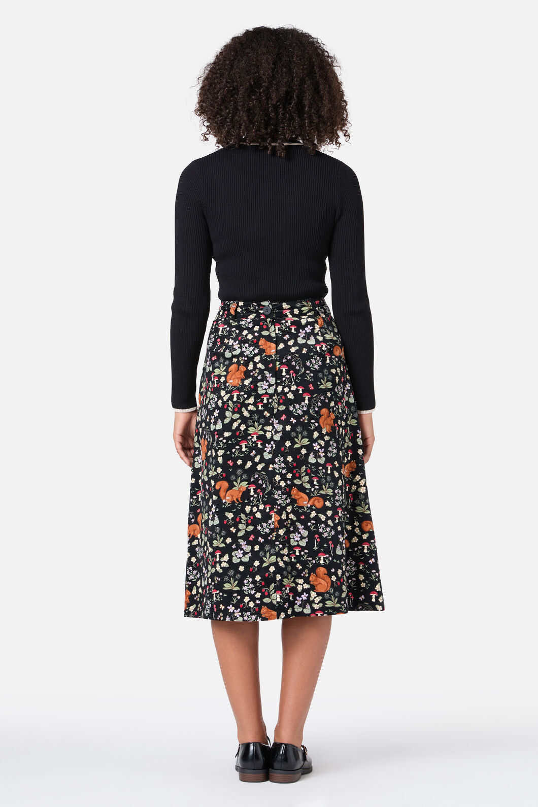 Princess Highway - Squirrel Away Cord Midi Skirt - black