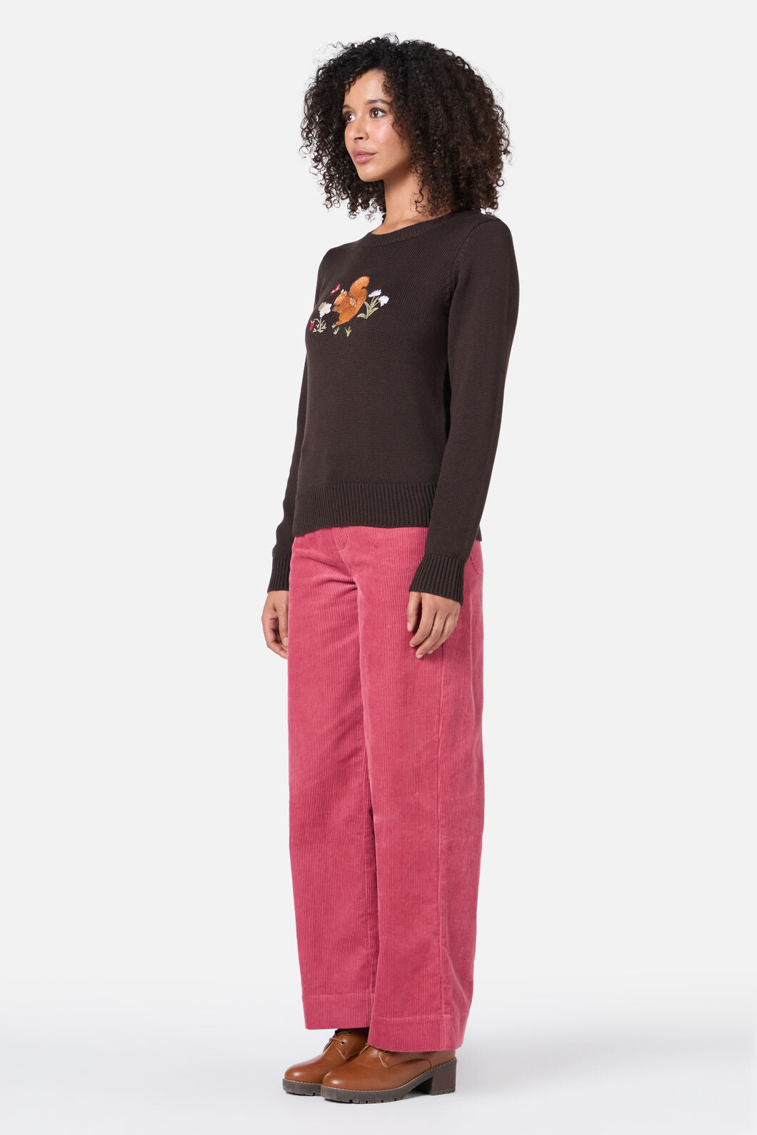 Princess Highway - Squirrel Embroidered Jumper - chocolate