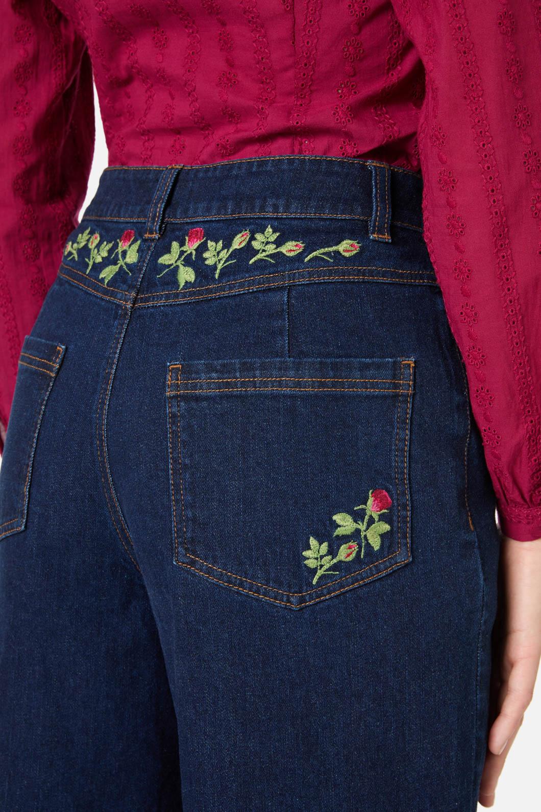 Princess Highway - Rose Bud Embroidered Jean - blue-denim
