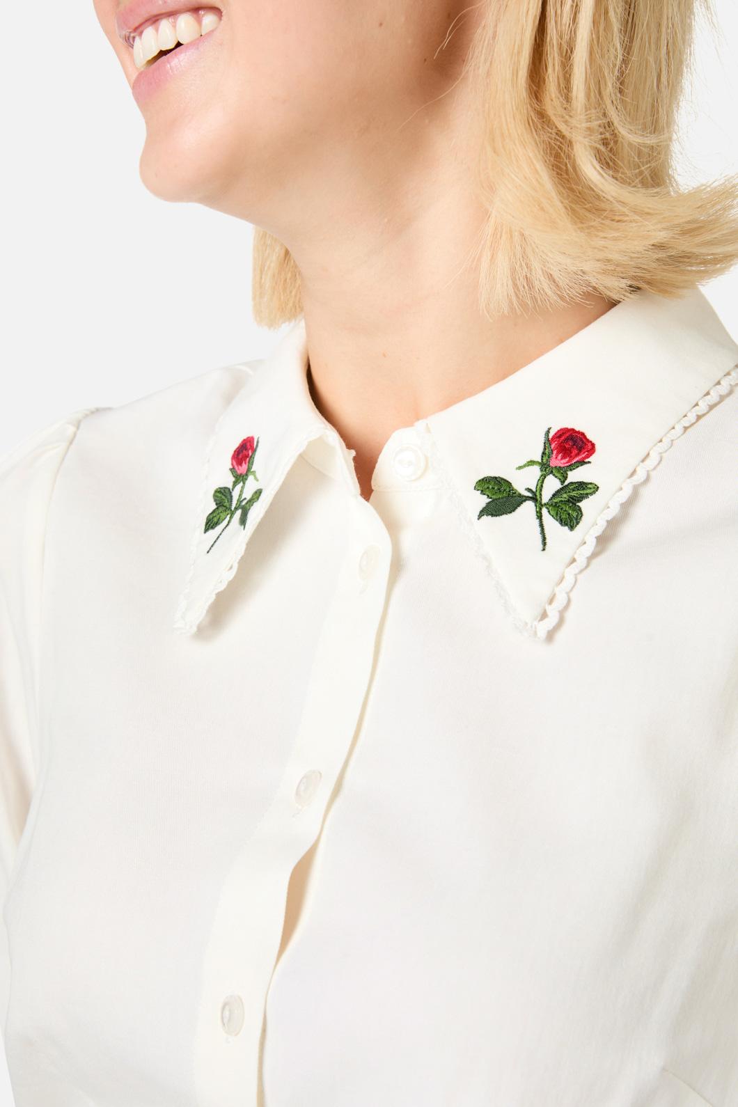 Princess Highway - Rose Bud Embroidered Blouse - cream