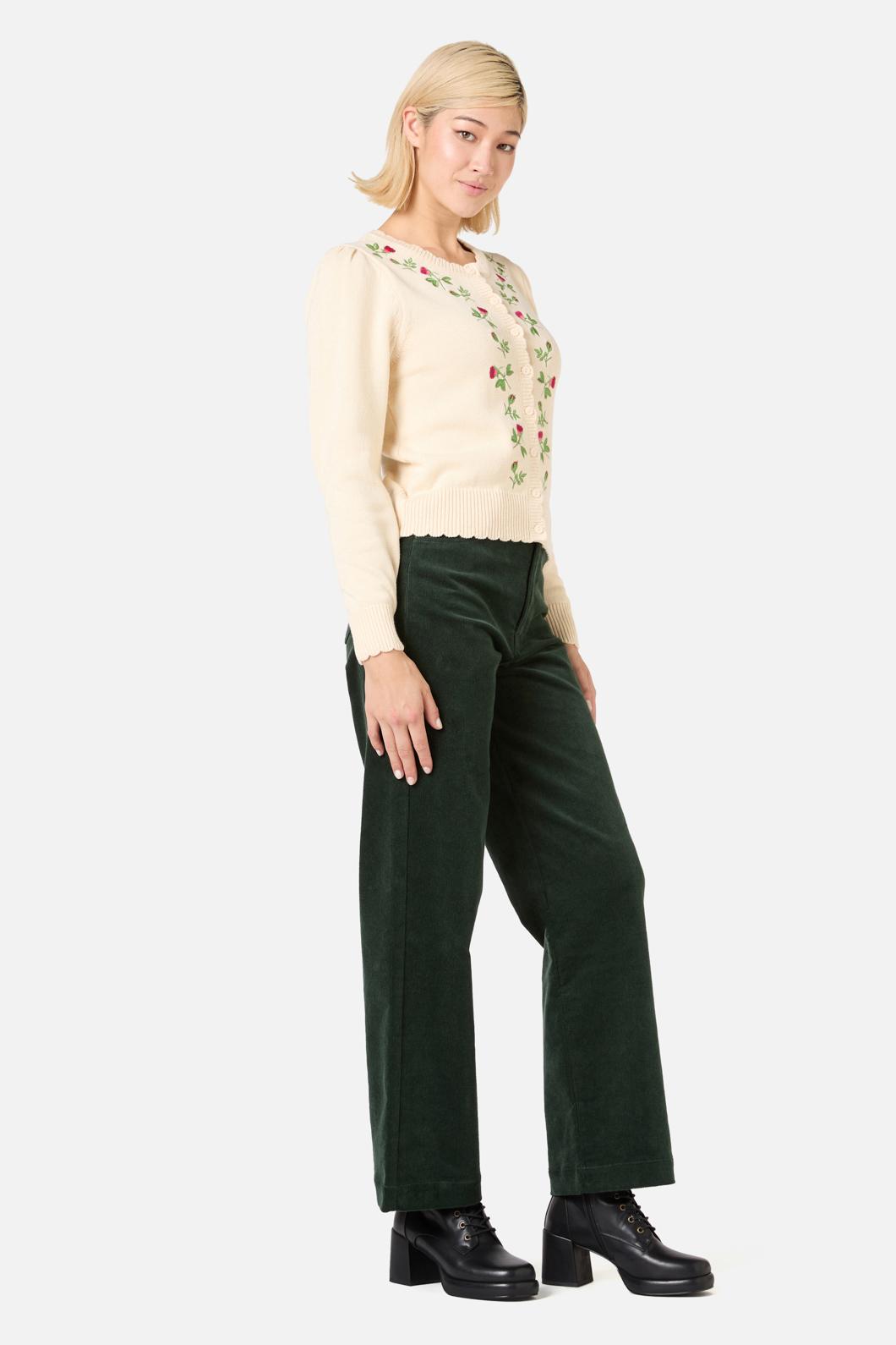 Princess Highway - Rose Bud Embroidered Cardigan - cream