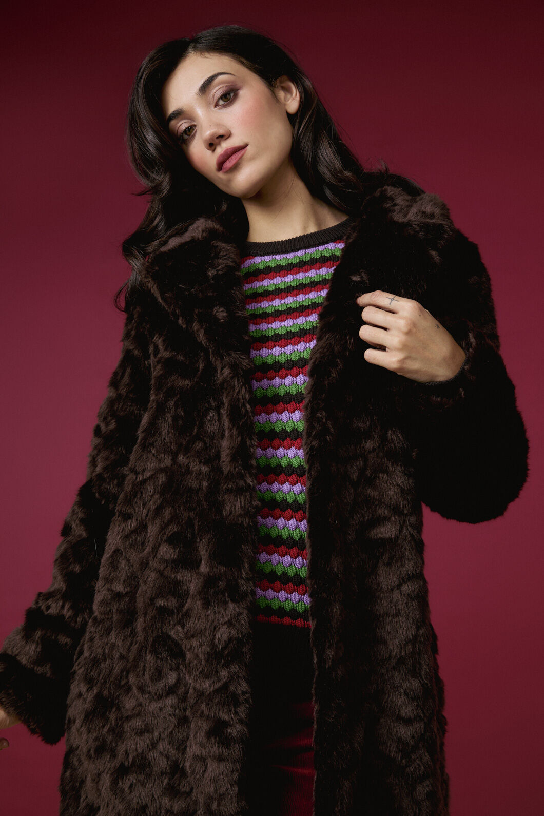 Princess Highway - Bailey Faux Fur Coat - chocolate