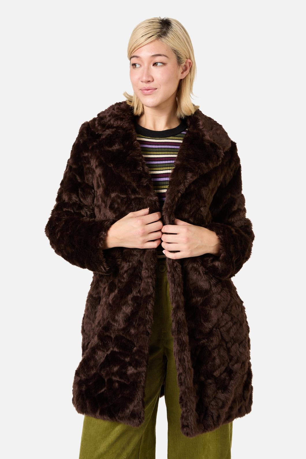 Princess Highway - Bailey Faux Fur Coat - chocolate