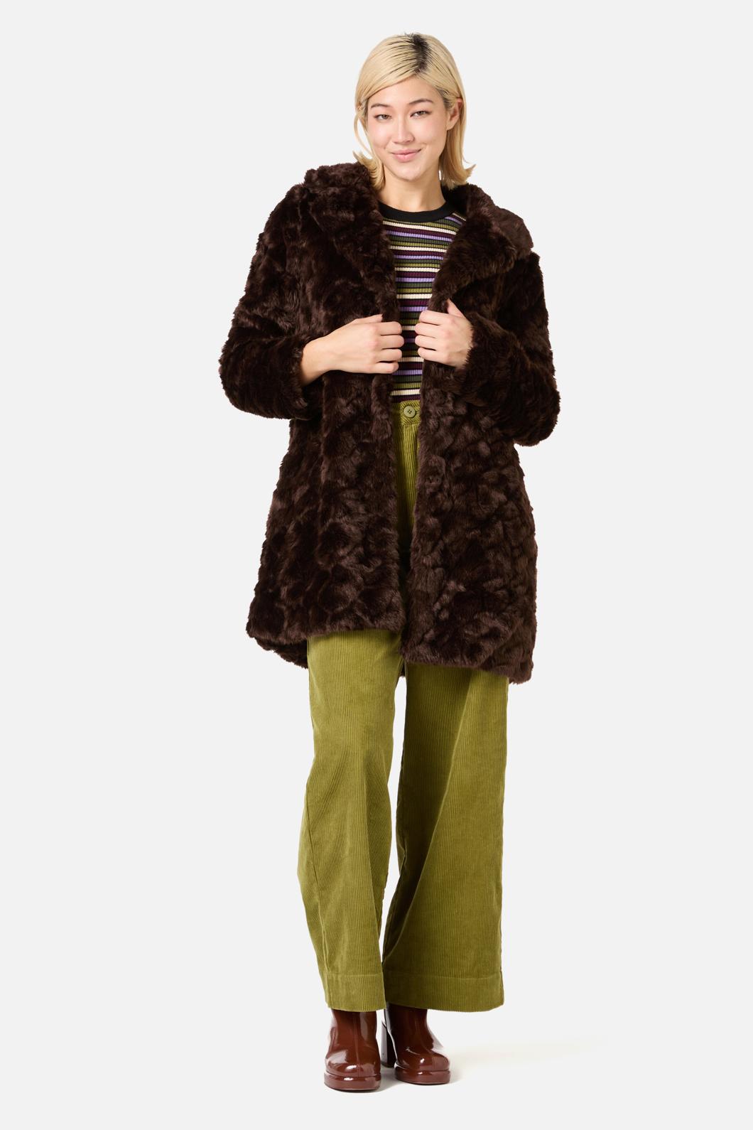 Princess Highway - Bailey Faux Fur Coat - chocolate