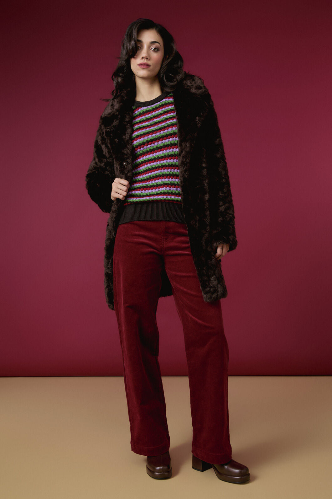 Princess Highway - Bailey Faux Fur Coat - chocolate