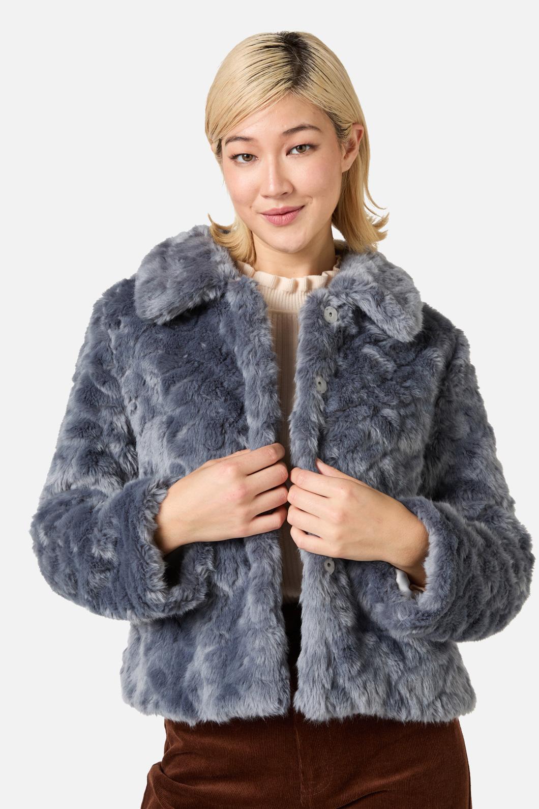 Princess Highway - Penelope Faux Fur Jacket - blue-grey