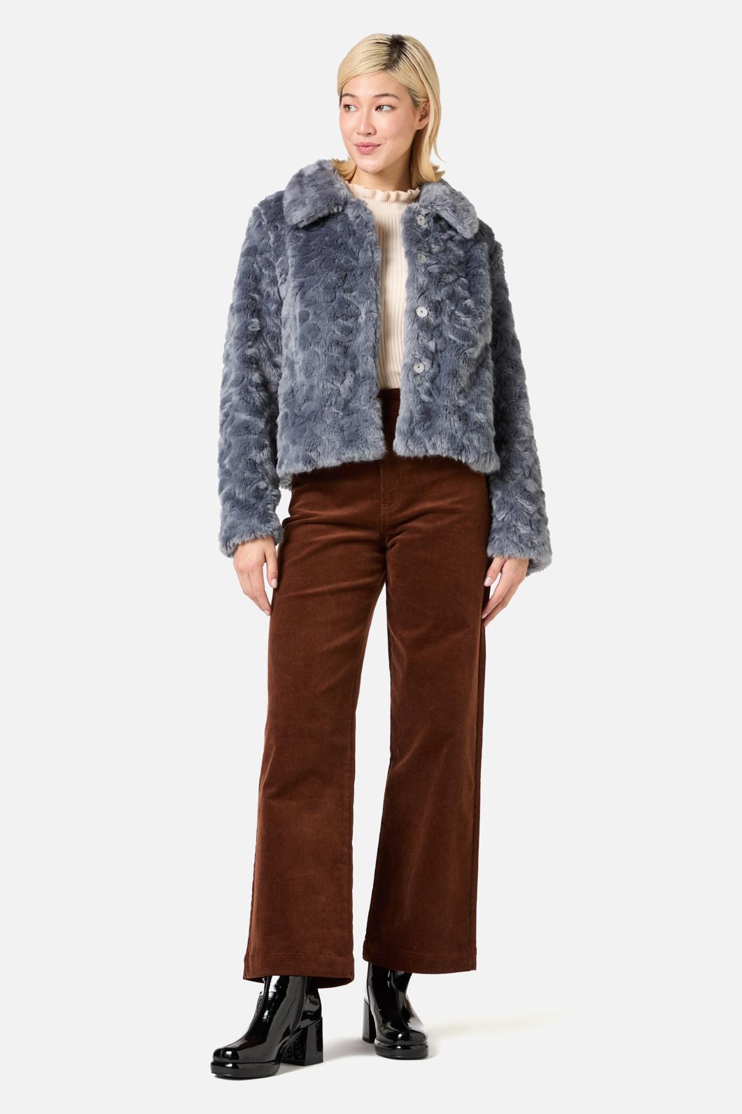 Princess Highway - Penelope Faux Fur Jacket - blue-grey