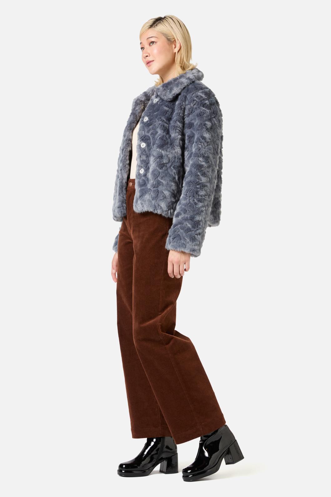 Princess Highway - Penelope Faux Fur Jacket - blue-grey