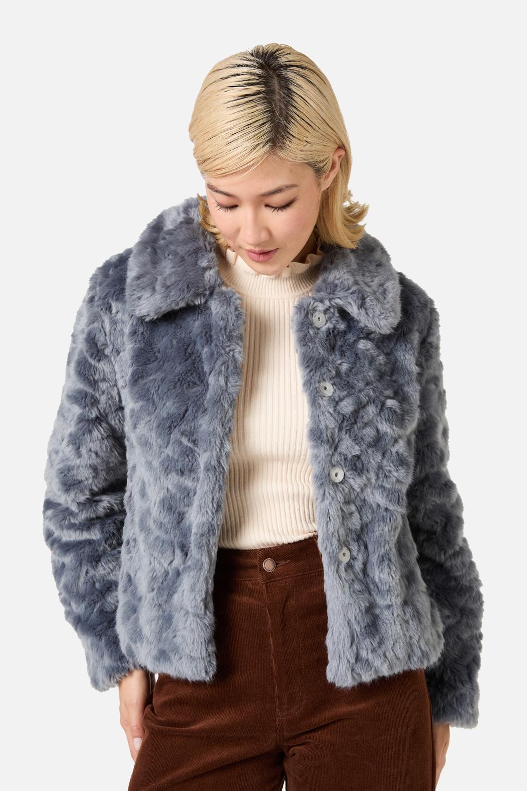 Princess Highway - Penelope Faux Fur Jacket - blue-grey