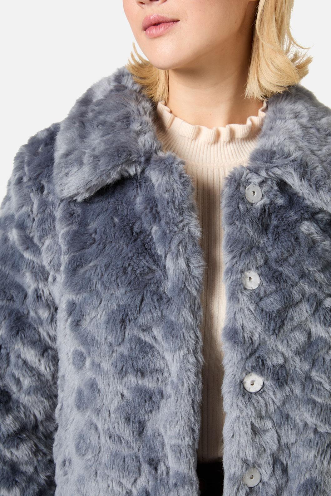 Princess Highway - Penelope Faux Fur Jacket - blue-grey