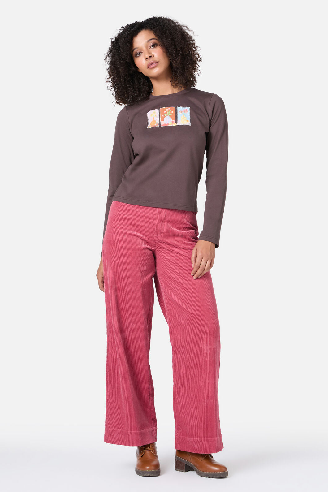 Princess Highway - Flower Vases Long Sleeve Tee - chocolate