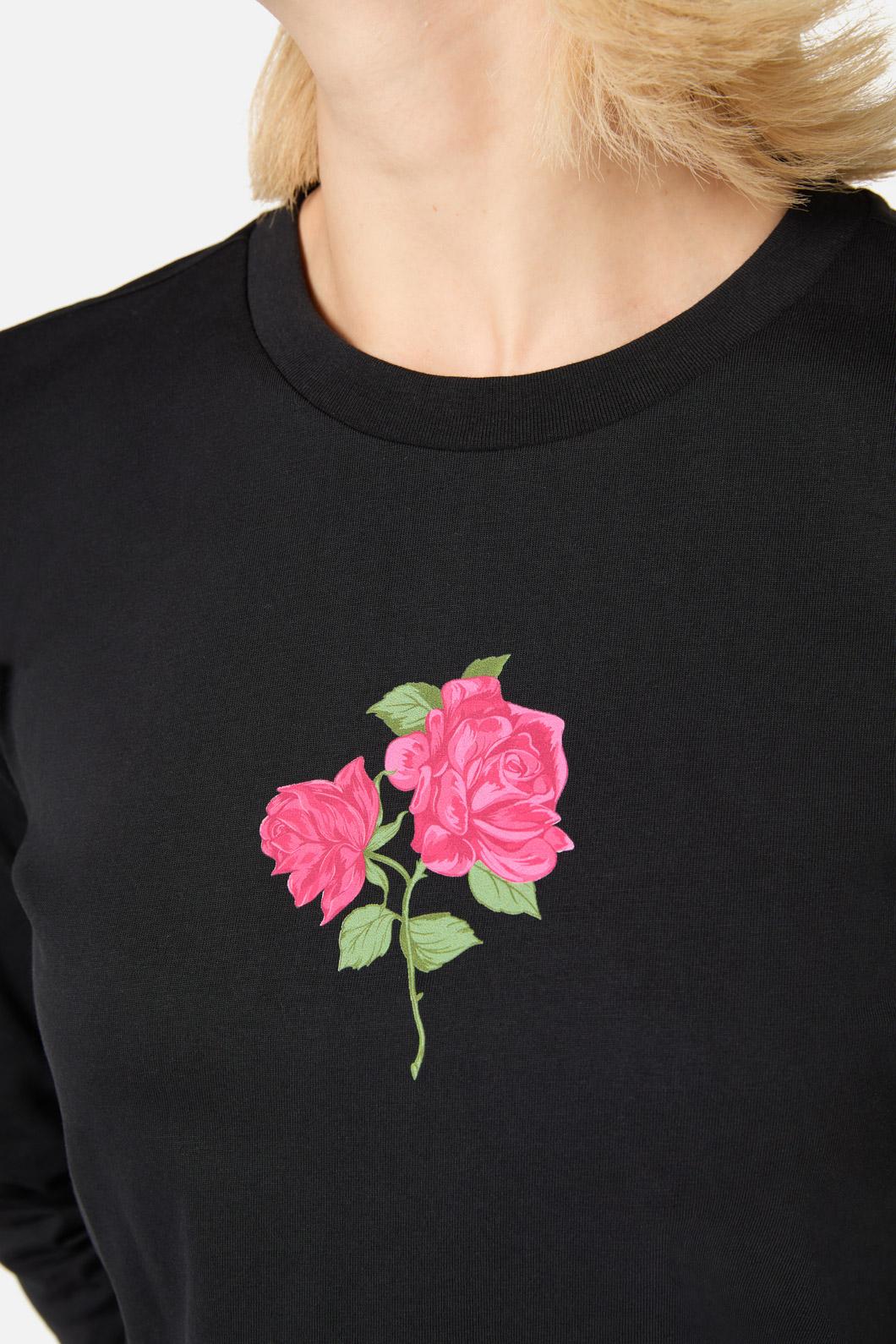 Princess Highway - Rose Long Sleeve Printed Tee - black
