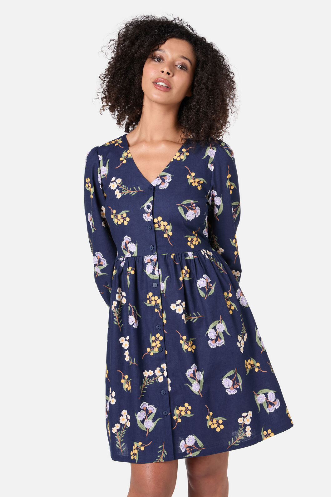Princess Highway - Elsie Native LS Smock Dress - navy