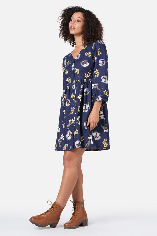 Princess Highway - Elsie Native LS Smock Dress - navy