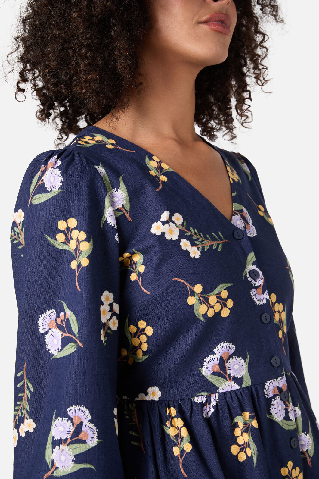 Princess Highway - Elsie Native LS Smock Dress - navy