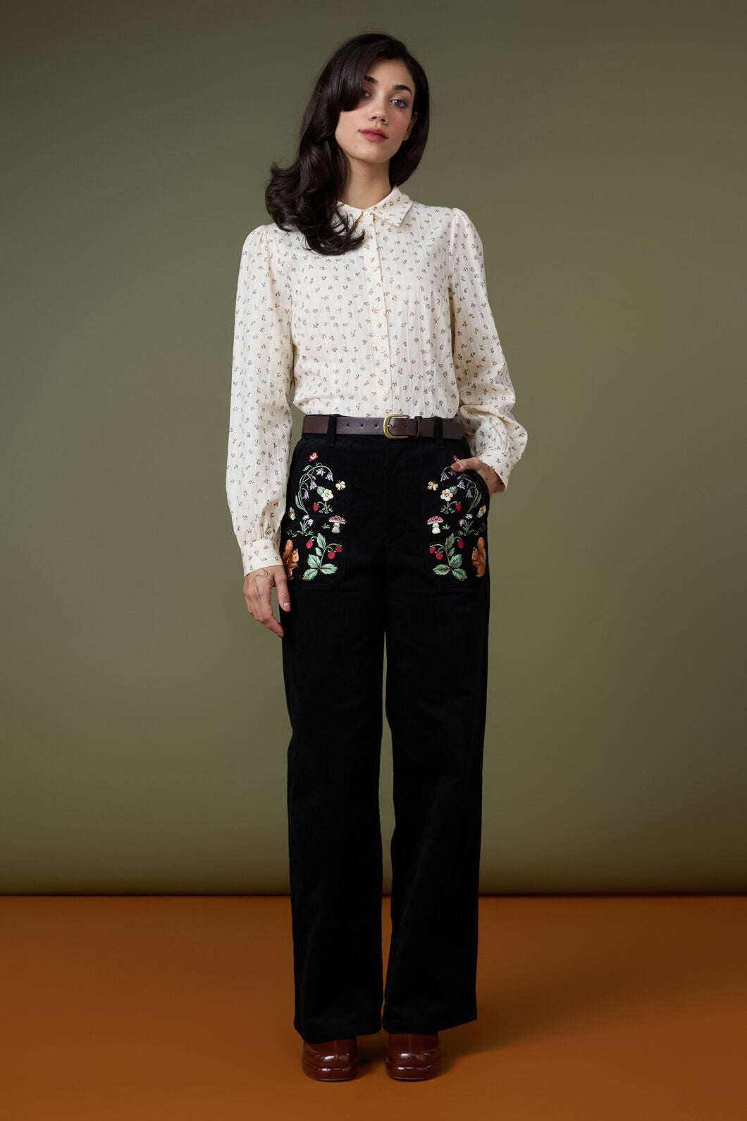 Princess Highway - Lana Ditsy Floral Blouse - cream-toffee